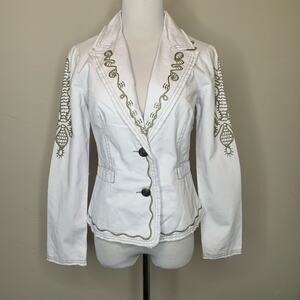 NWT Lovestitch White Embroidered Blazer Size Medium